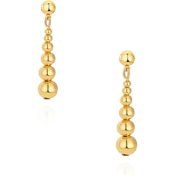 14K Gold Dangle Drop Statement Minimalist Earrings for Women Trendy Jewelry - Picture 1 of 5